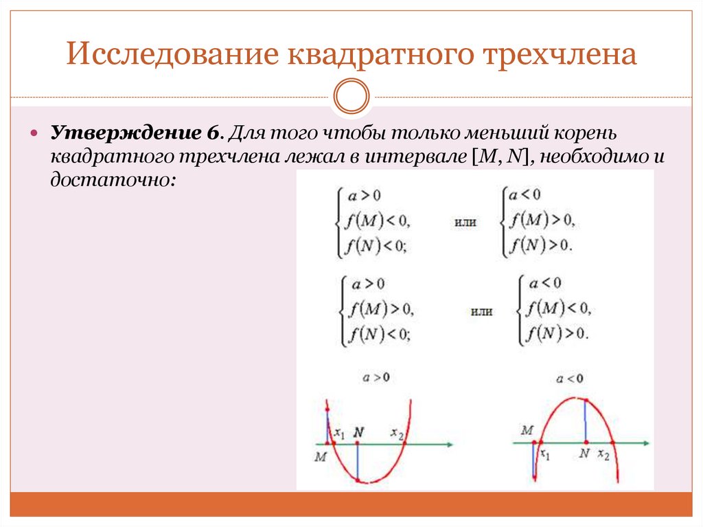 Исследование квадратного трехчлена