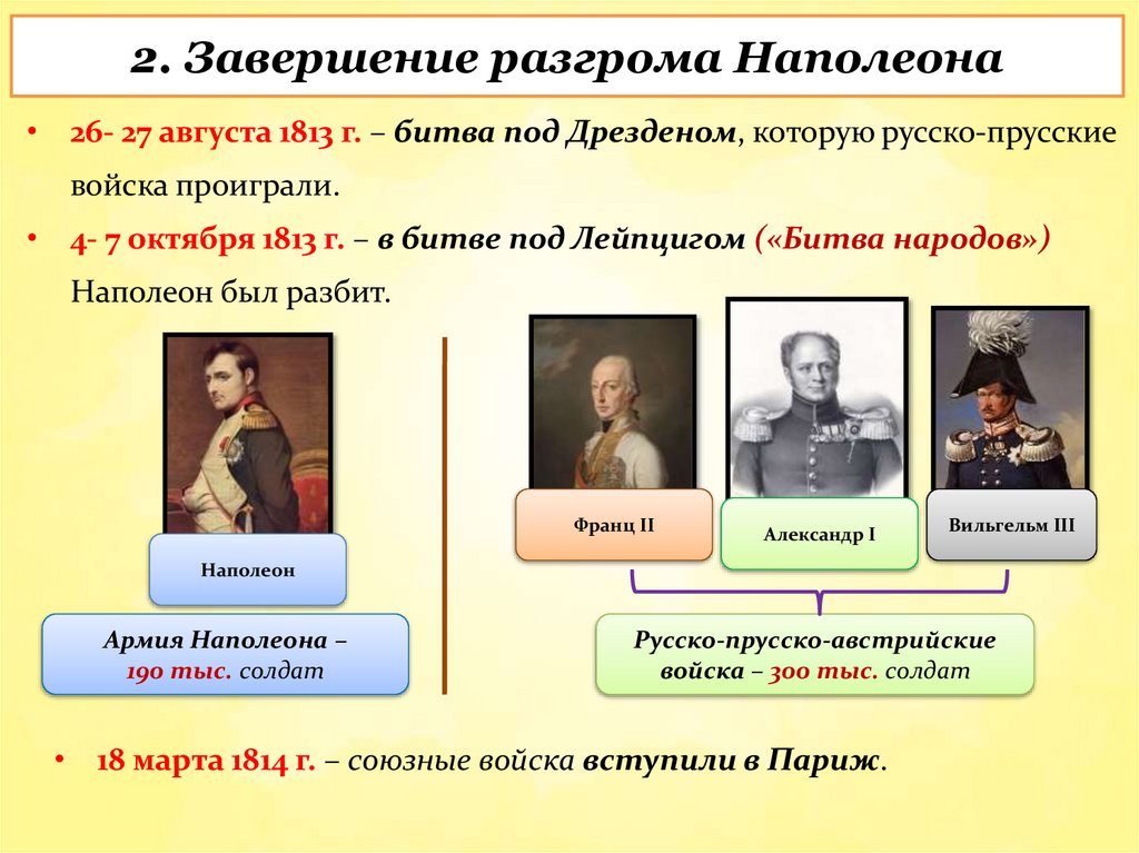 2. Завершение разгрома Наполеона