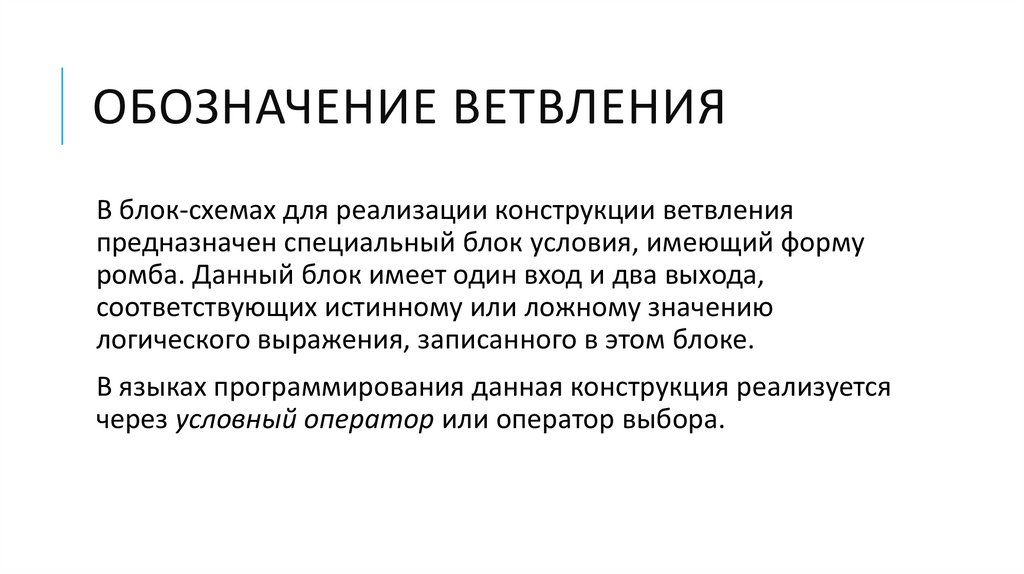 Обозначение ветвления