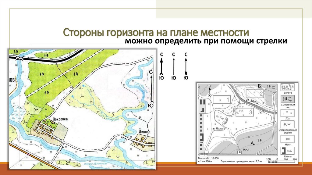 Стороны горизонта на плане местности