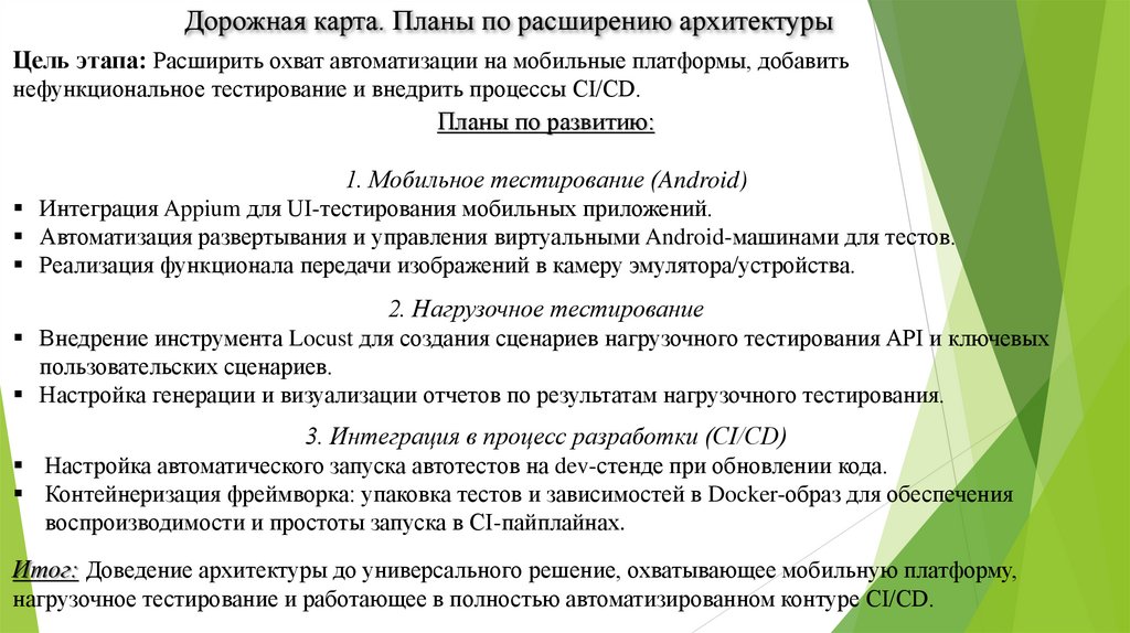 Дорожная карта. Планы по расширению архитектуры