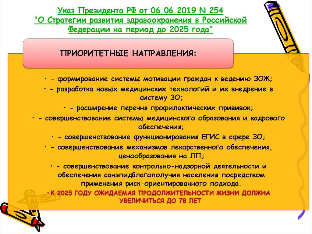 Указ Президента РФ от 06.06.2019 N 254 "О Стратегии развития здравоохранения в Российской Федерации на период до 2025 года"