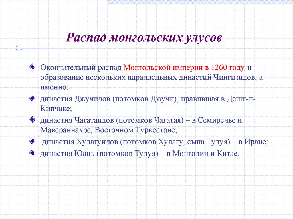 Распад монгольских улусов