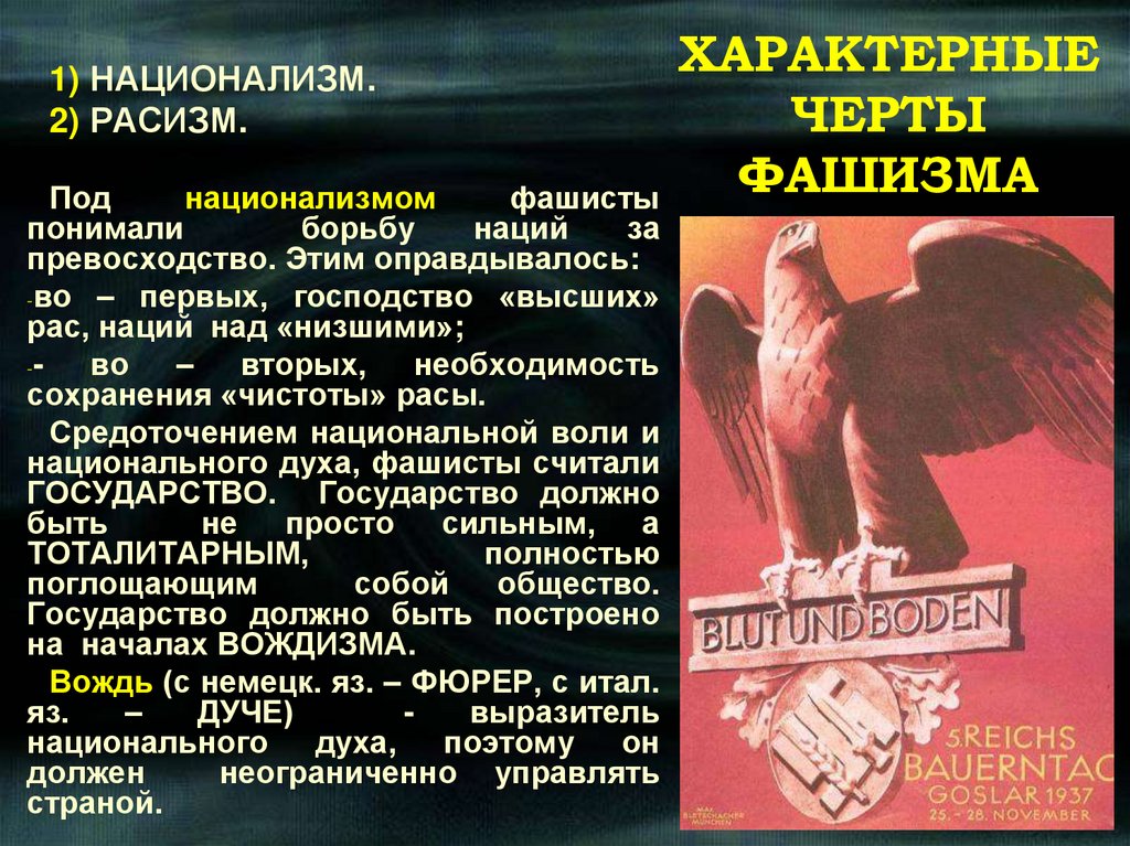 ХАРАКТЕРНЫЕ ЧЕРТЫ ФАШИЗМА