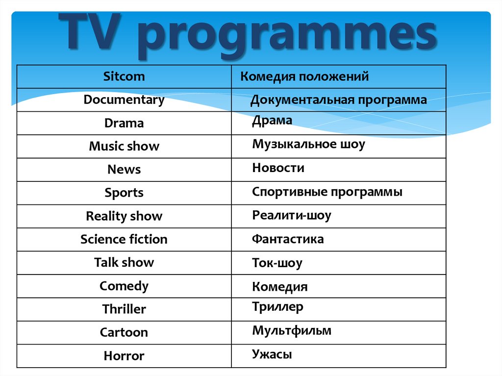 TV programmes