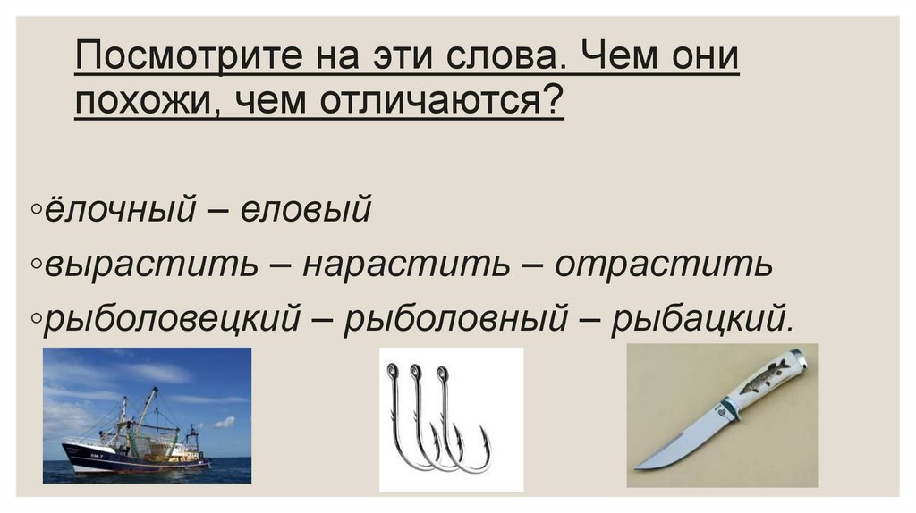 Посмотрите на эти слова. Чем они похожи, чем отличаются?