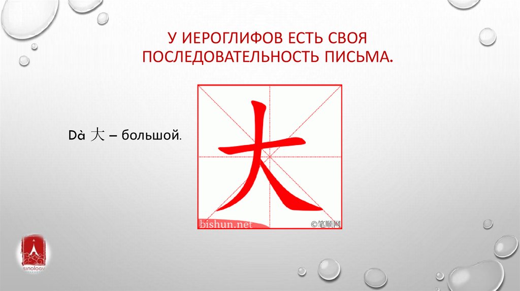 У иероглифов есть своя последовательность письма.