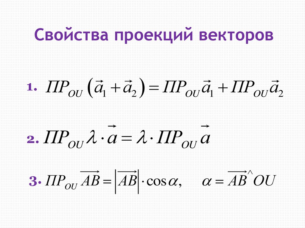 Свойства проекций векторов