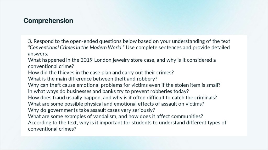 Conventional Crimes in the Modern World