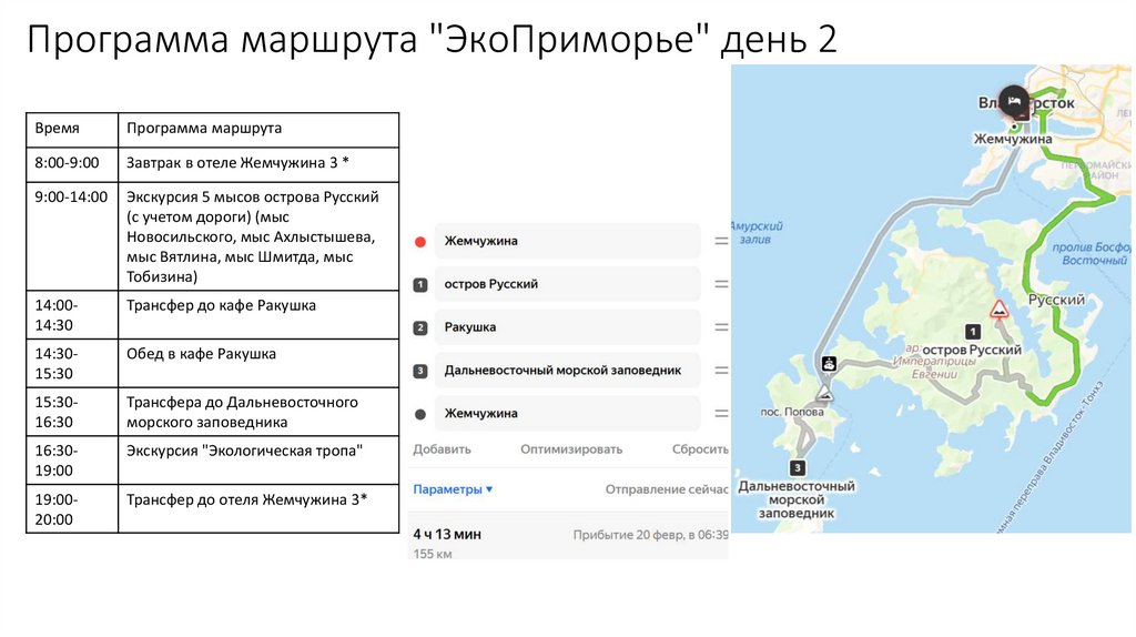 Программа маршрута "ЭкоПриморье" день 2