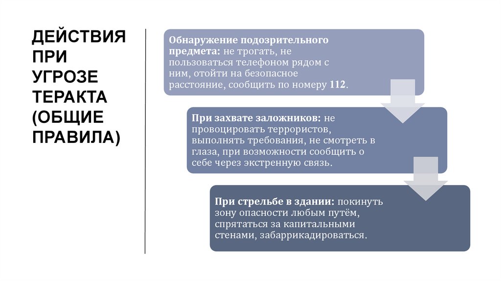 Действия при угрозе теракта (общие правила)