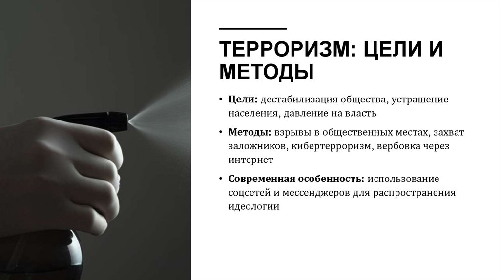 Терроризм: цели и методы