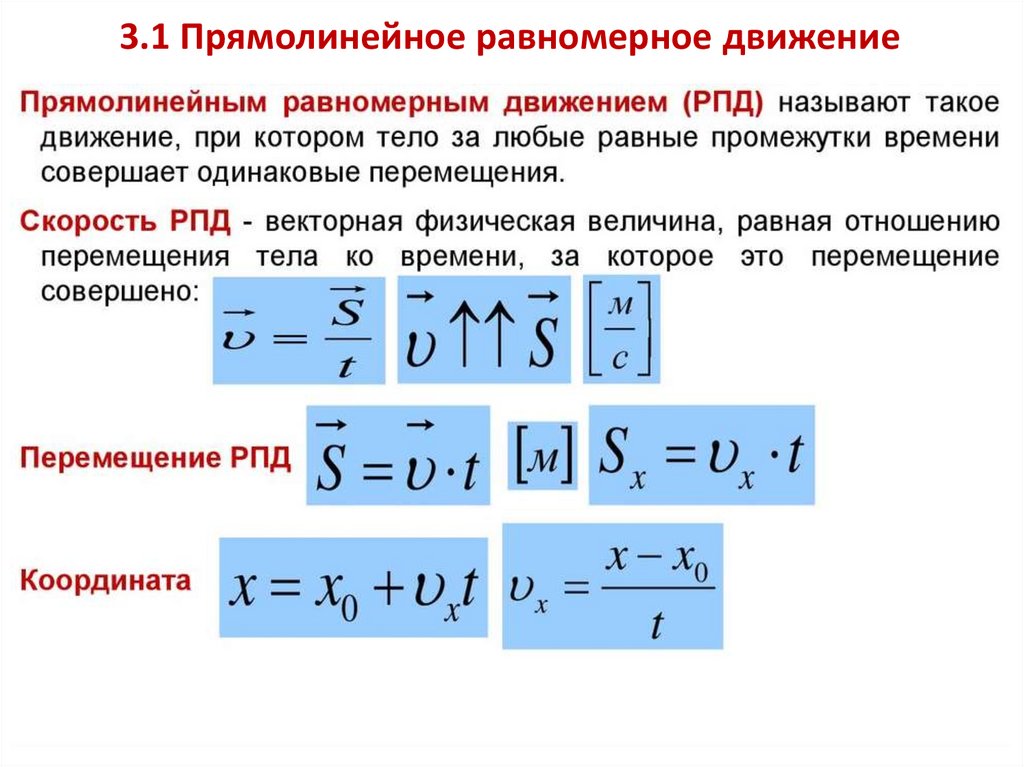 3.1 Прямолинейное равномерное движение