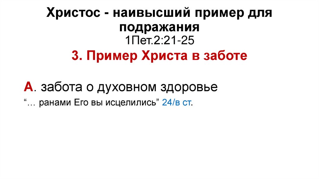Христос - наивысший пример для подражания 1Пет.2:21-25