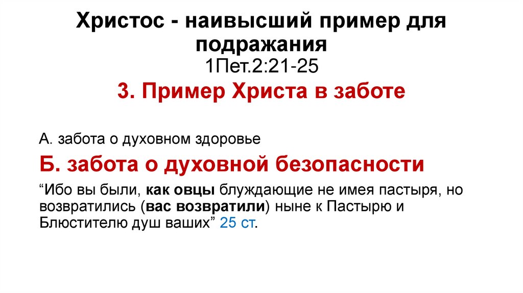 Христос - наивысший пример для подражания 1Пет.2:21-25