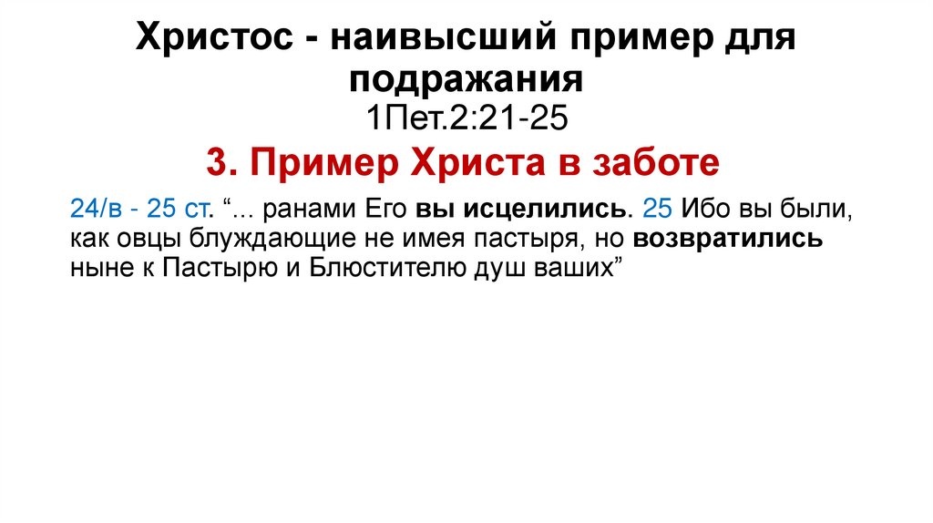 Христос - наивысший пример для подражания 1Пет.2:21-25