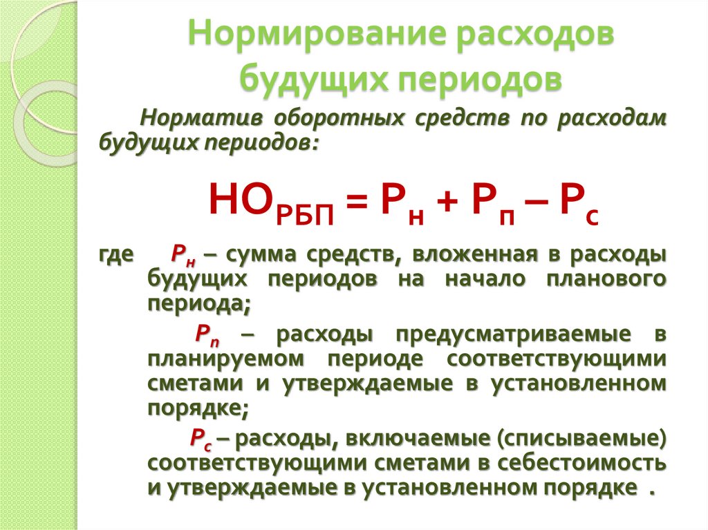 Нормирование расходов будущих периодов