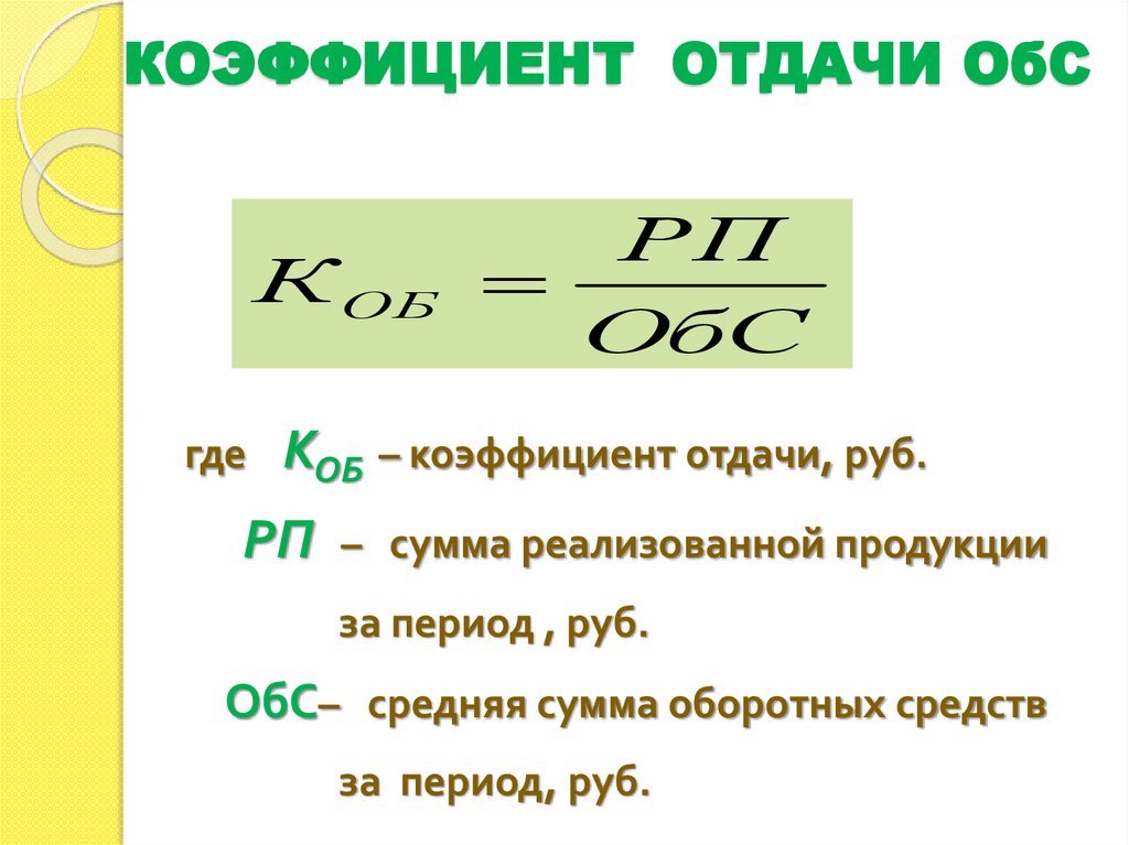 КОЭФФИЦИЕНТ ОТДАЧИ ОбС