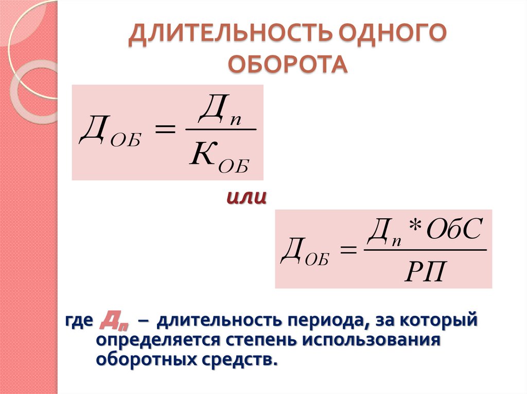 ДЛИТЕЛЬНОСТЬ ОДНОГО ОБОРОТА