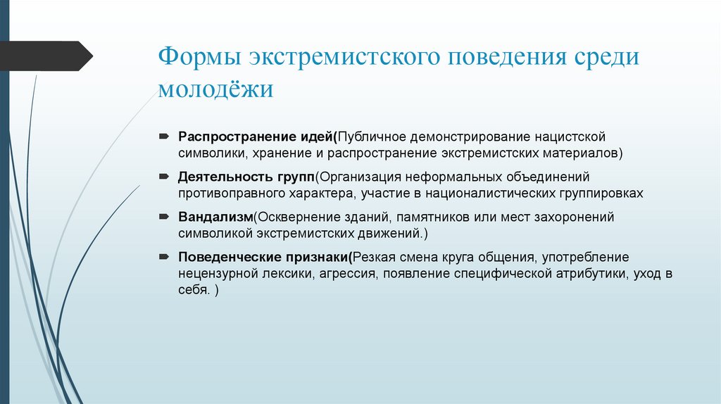 Формы экстремистского поведения среди молодёжи
