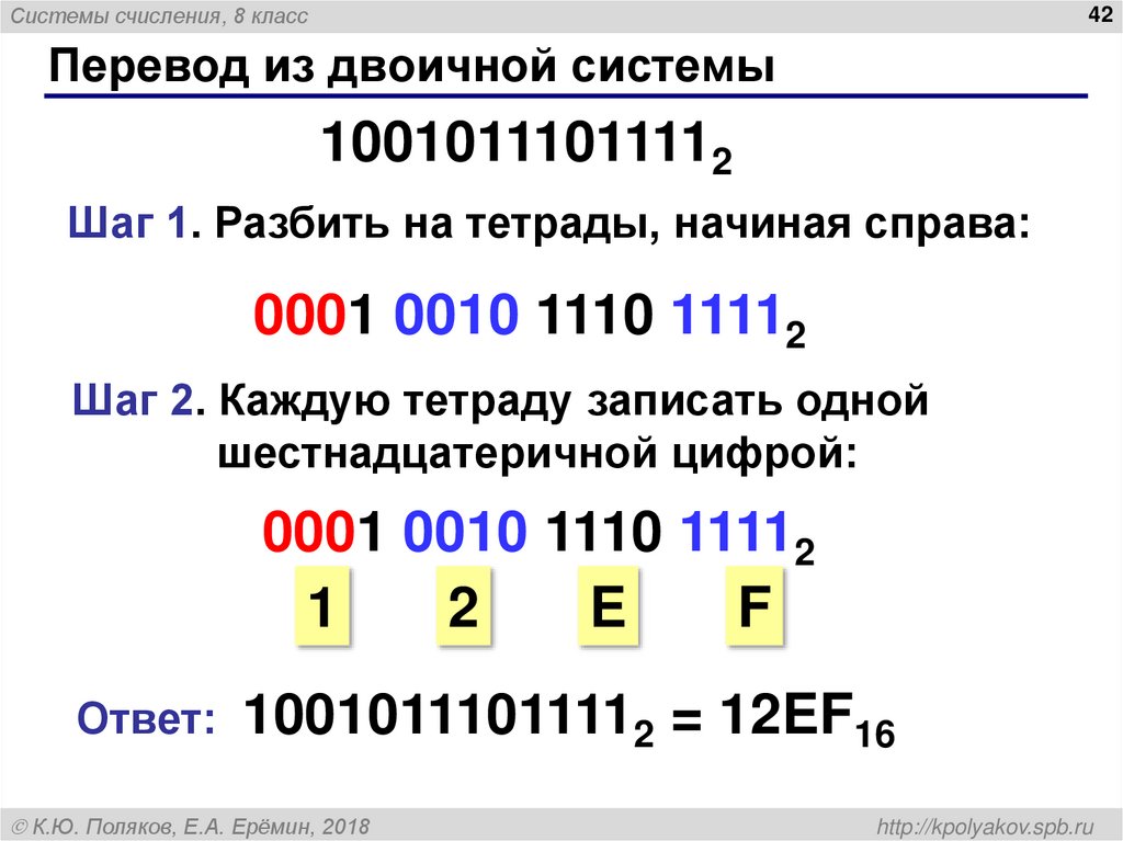 Перевод из двоичной системы