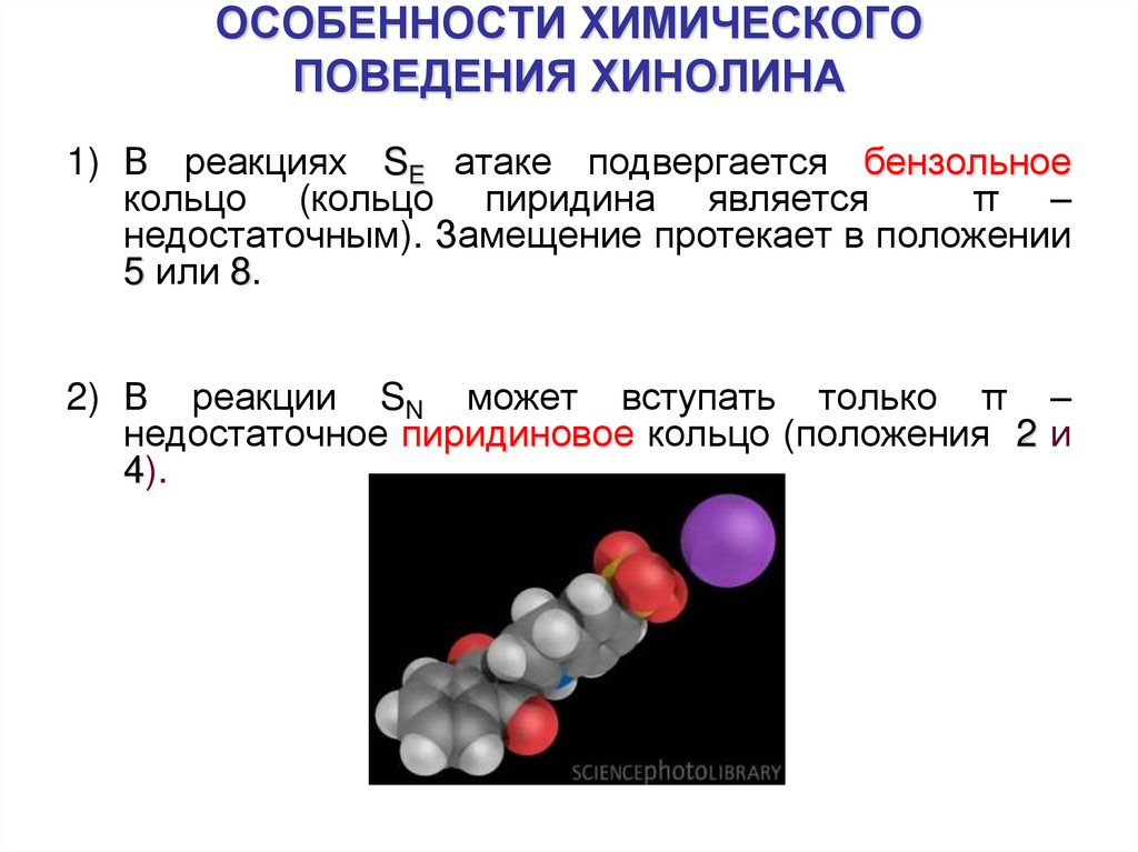 ОСОБЕННОСТИ ХИМИЧЕСКОГО ПОВЕДЕНИЯ ХИНОЛИНА