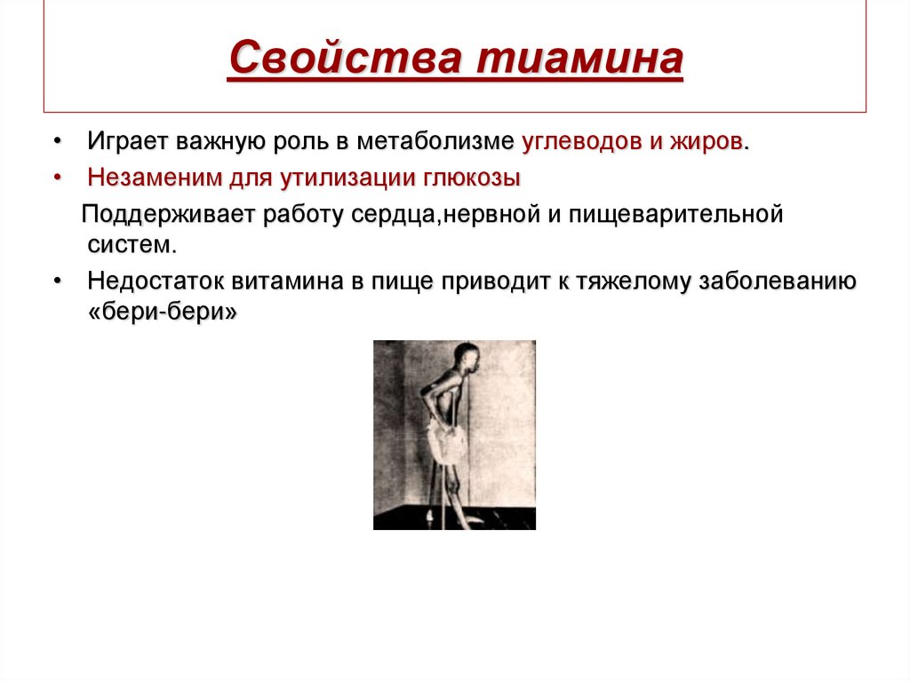 Свойства тиамина