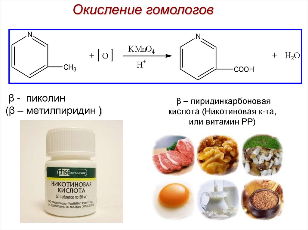 β – пиридинкарбоновая кислота (Никотиновая к-та, или витамин РР)