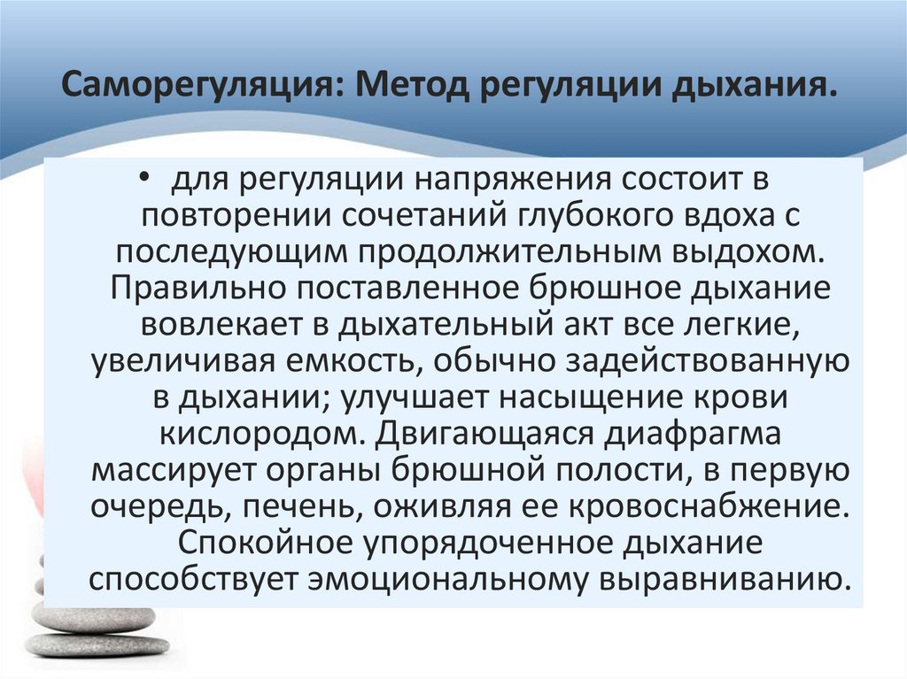 Саморегуляция: Метод регуляции дыхания.