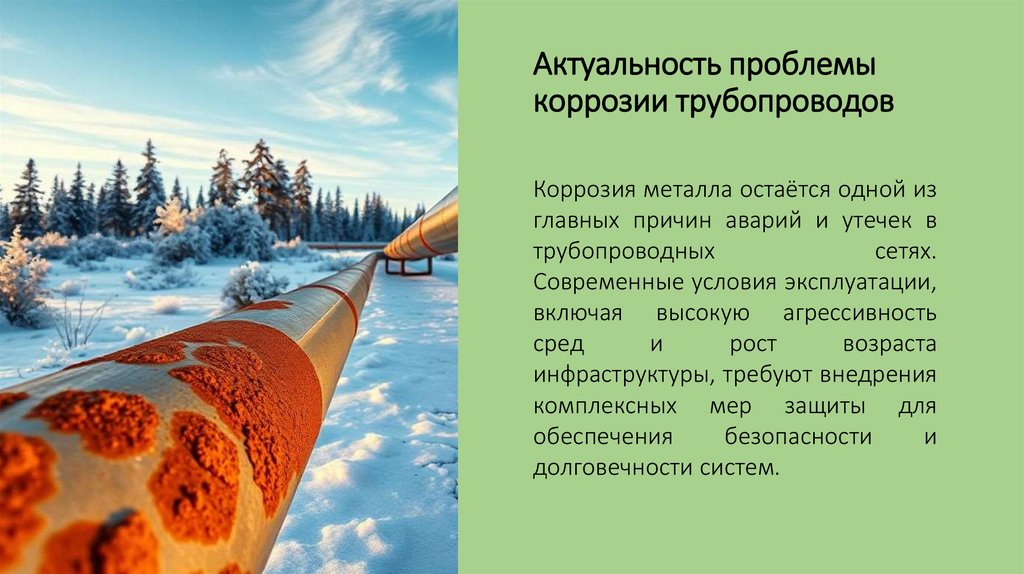 Актуальность проблемы коррозии трубопроводов