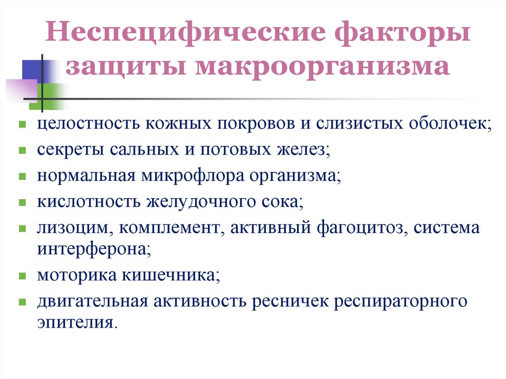 Неспецифические факторы защиты макроорганизма