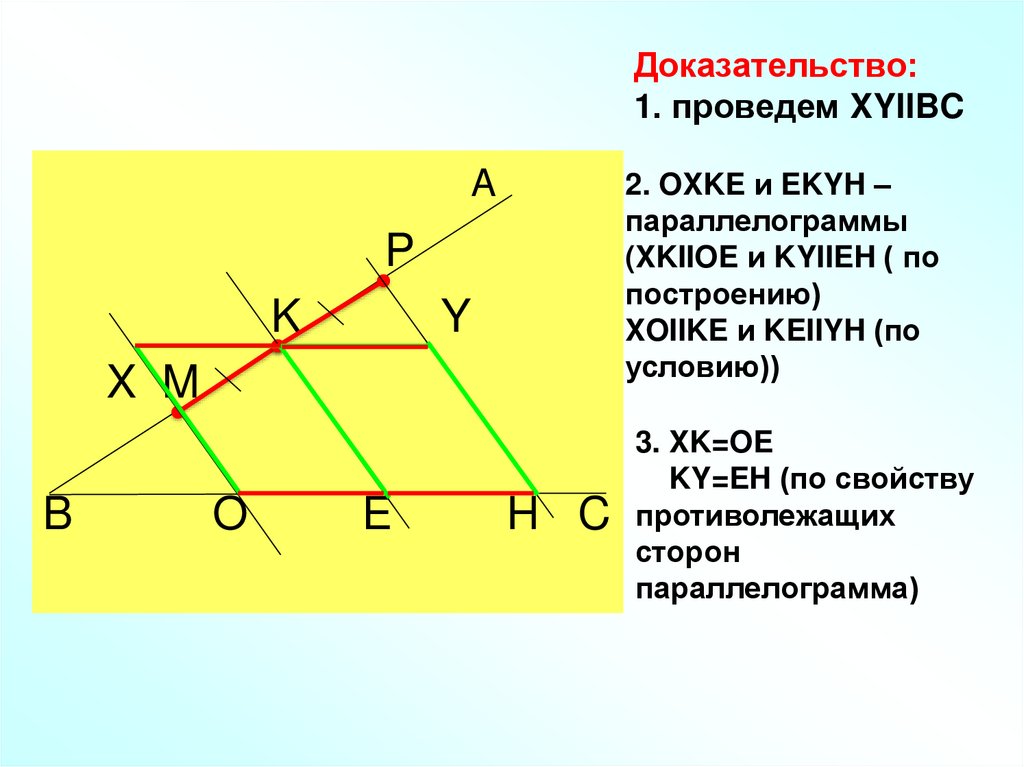 Доказательство: 1. проведем XYIIBC
