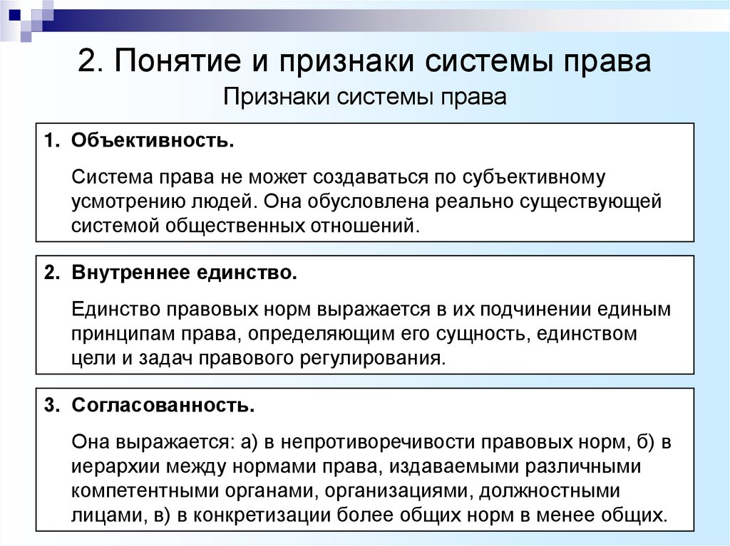 2. Понятие и признаки системы права