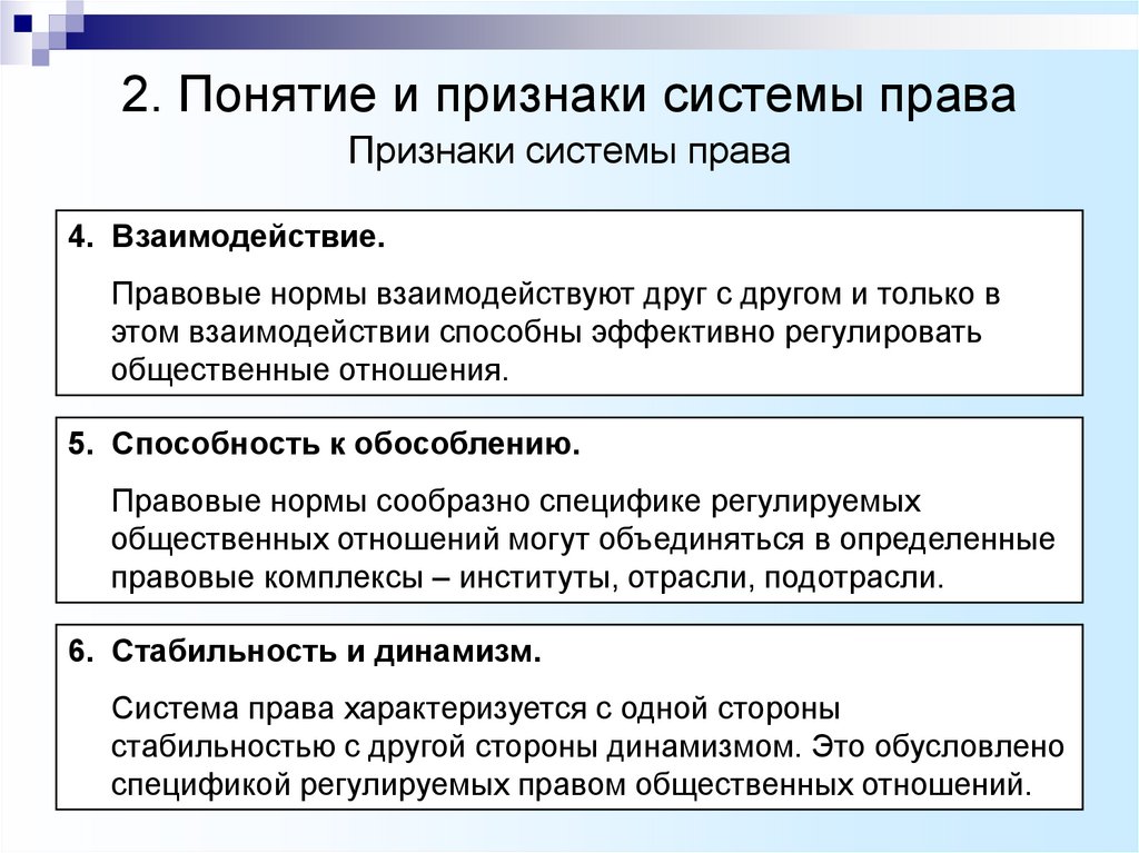 2. Понятие и признаки системы права
