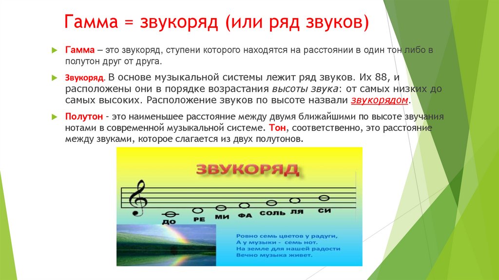 Гамма = звукоряд (или ряд звуков)