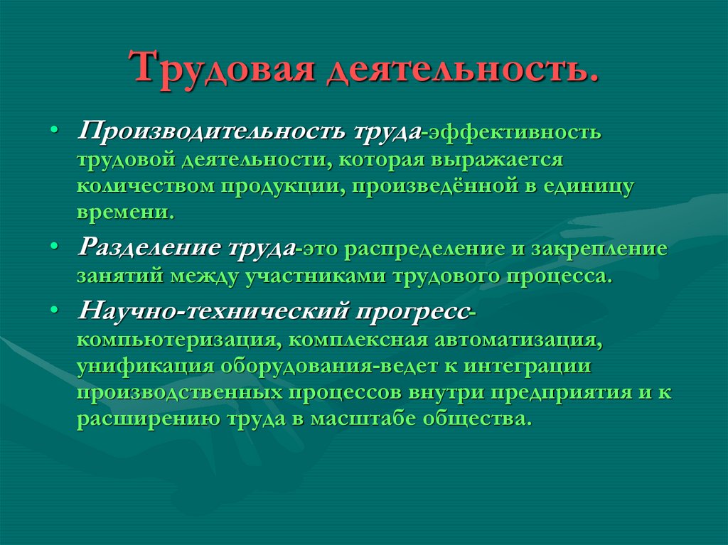 Трудовая деятельность.