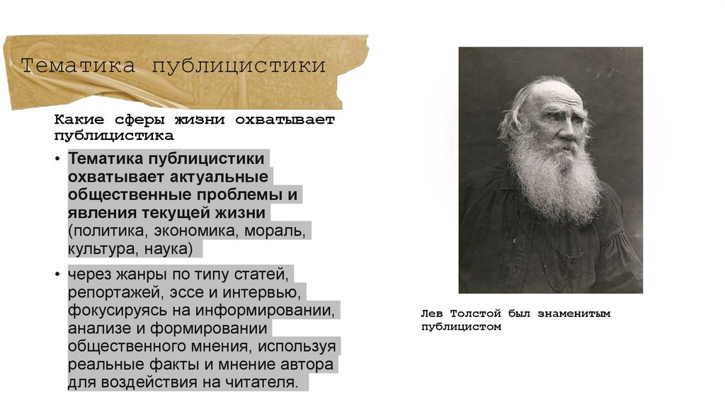 Тематика публицистики