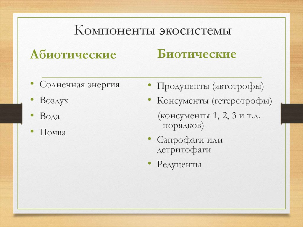 Компоненты экосистемы