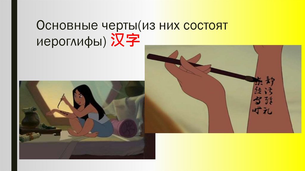 Основные черты(из них состоят иероглифы) 汉字