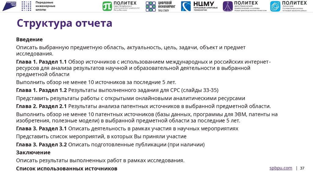 Структура отчета