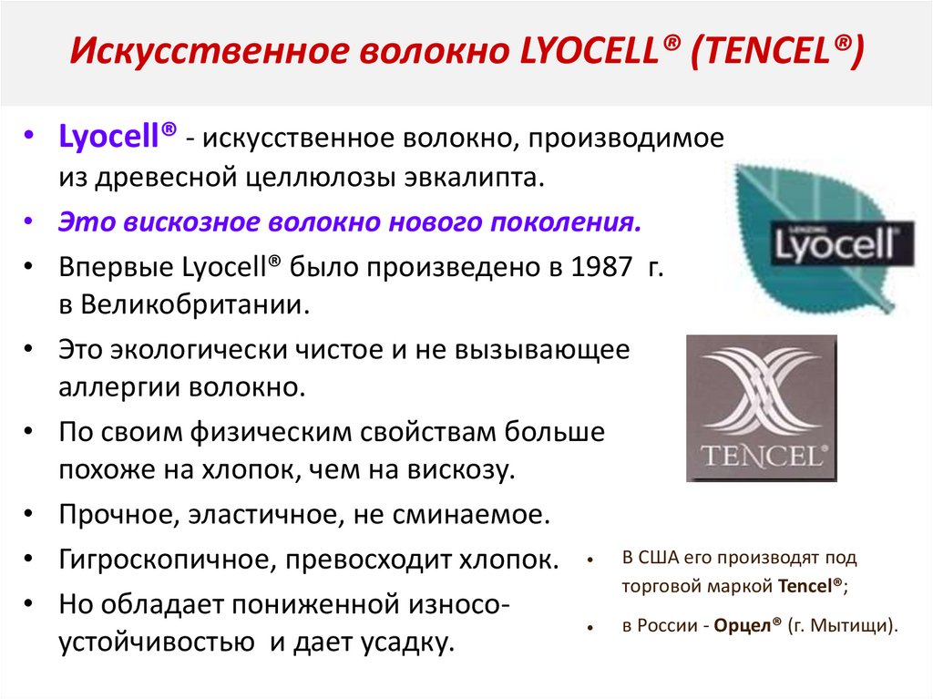 Искусственное волокно LYOCELL® (TENCEL®)