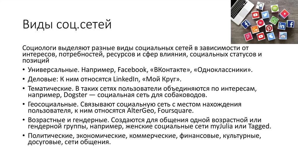 Виды соц.сетей