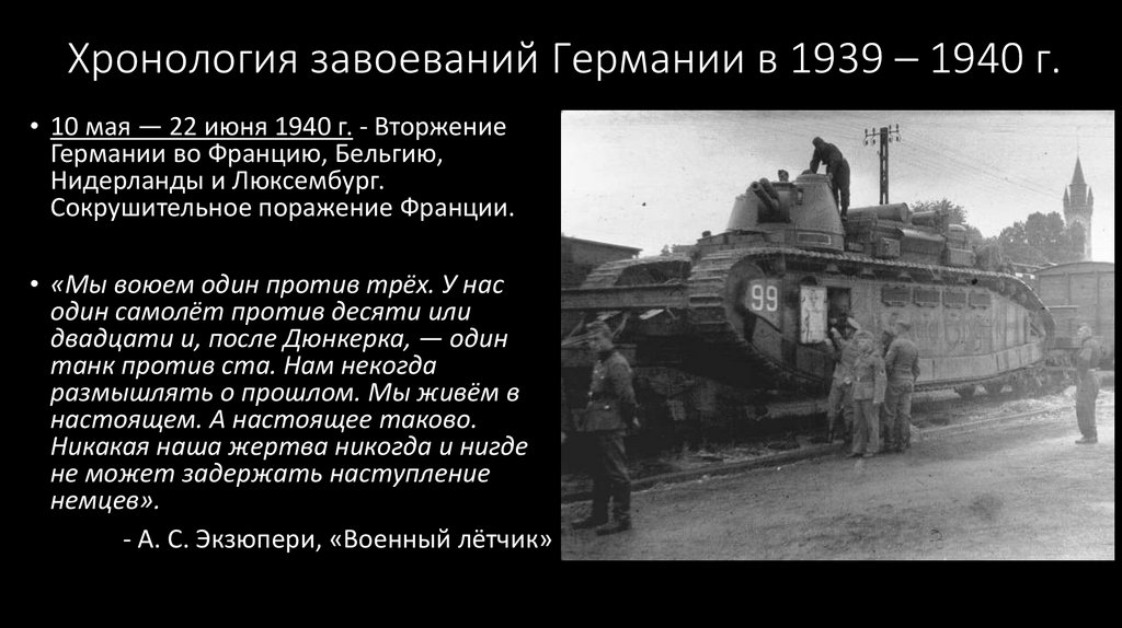 Хронология завоеваний Германии в 1939 – 1940 г.