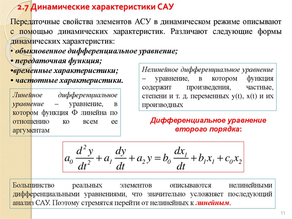2.7 Динамические характеристики САУ