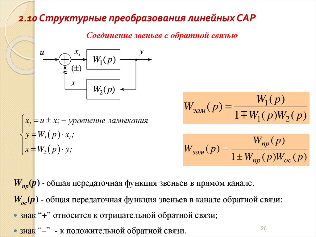 2.10 Структурные преобразования линейных САР