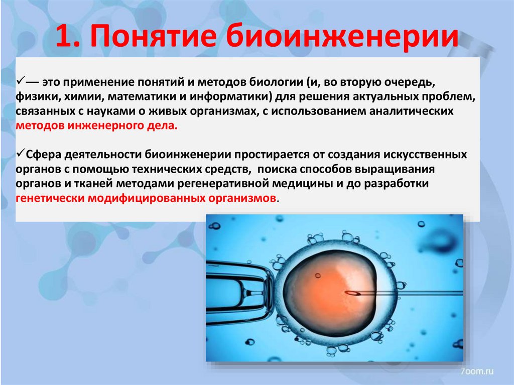 1. Понятие биоинженерии