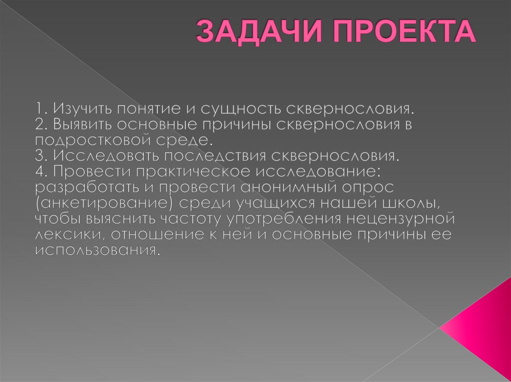 ЗАДАЧИ ПРОЕКТА