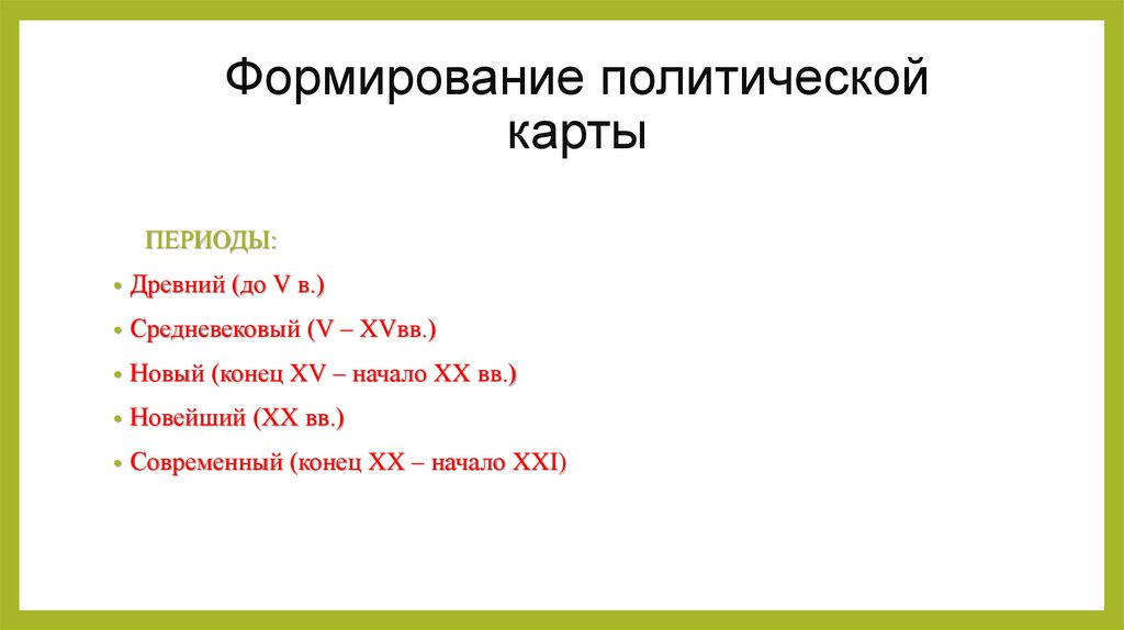 Формирование политической карты