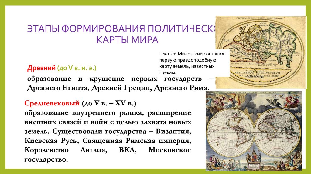 ЭТАПЫ ФОРМИРОВАНИЯ ПОЛИТИЧЕСКОЙ КАРТЫ МИРА