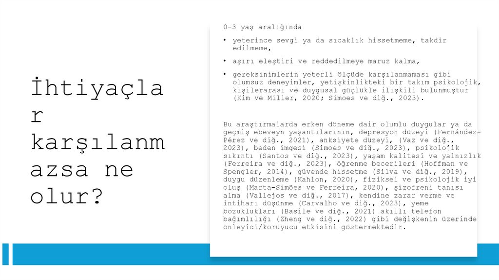 İhtiyaçlar karşılanmazsa ne olur?